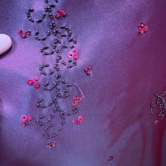 Vtg Red Burgundy Sequin Beaded Whimsygoth Fairy Grunge Long Formal Prom Gown - Picture 10 of 11